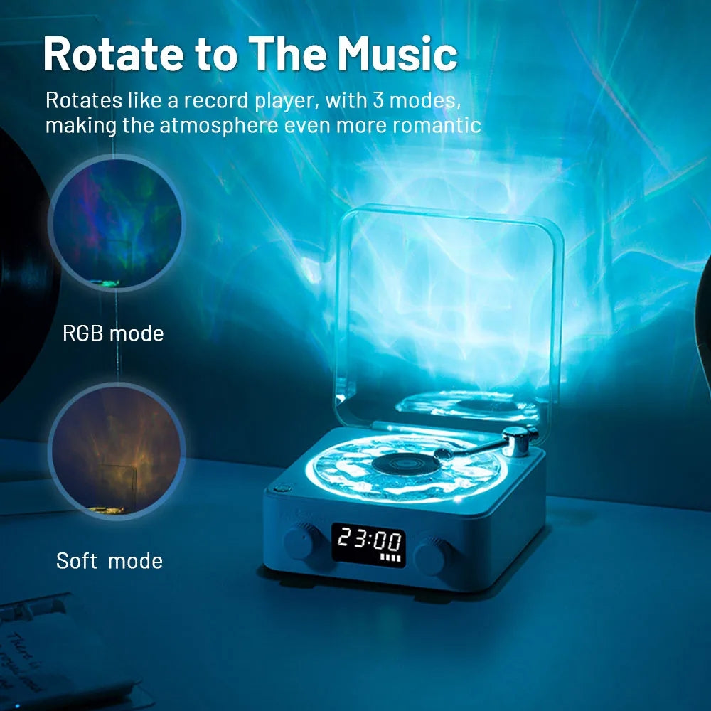Waves Vinyl Player Portable Speaker with White Noise Dynamic RGB Light Retro Vintage Sleep Aid Turntable Speaker Home Theater Waves Vinyl Player Portable Speaker with White Noise Dynamic RGB Light Retro Vintage Sleep Aid Turntable Speaker Home Theater